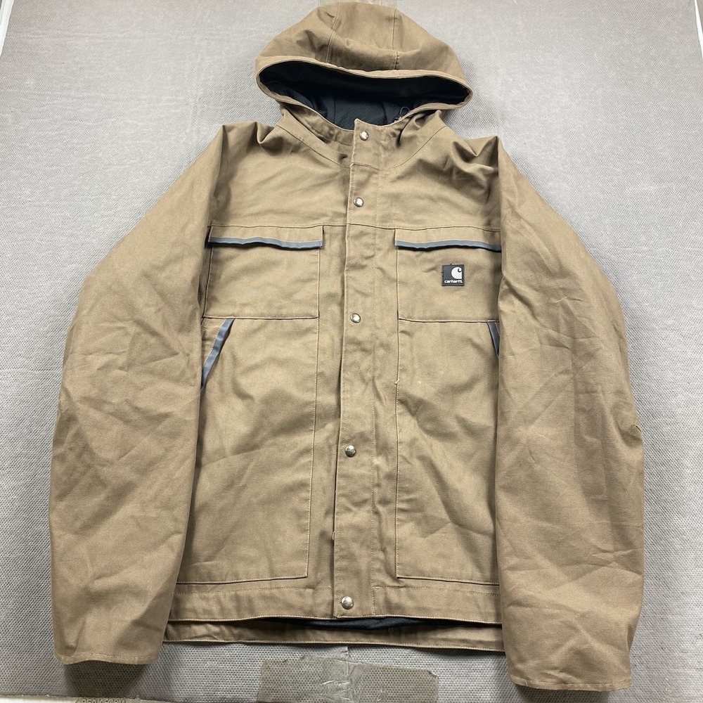 Carhartt Jacket Mens XL Tall Ketchikan J317 CBR Waterproof Hooded Canvas Brown